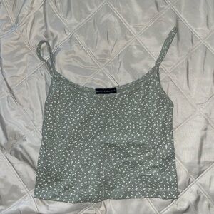 Brandy Melville floral sage green tank top